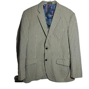 ETRO Mens striped Blazer Jacket size 52 R 42R Gray stripes sport coat